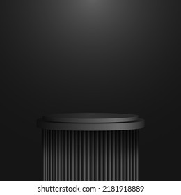 Dunkles High-Podium auf abstraktem Hintergrund, Podest-3D-Vektordesign