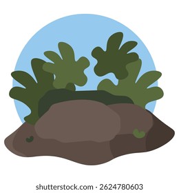 Colina oscura con arbustos. Ilustración vectorial