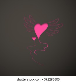 Dark hole in a paper heart-shaped