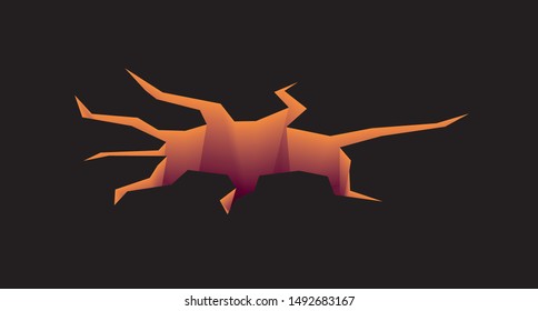 Dark hole in a wall or in the ground, ruined wall, vector illustration