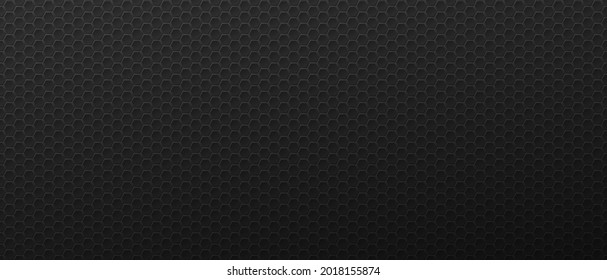 Dark honeycomb convex hexagons background. Geometric gird polygonal tiles laid in abstract texture in monochrome vector gradient