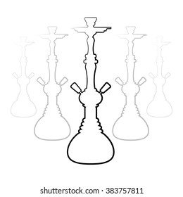 Dark hookah silhouettes on white background. eps10