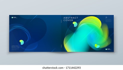 Dark Horizontal Liquid Abstrakt Cover Hintergrund Design. Landscape Fluid Dynamic Element für moderne Broschüre, Banner, Poster, Flyer oder Präsentationen Vorlage mit Linienmuster.