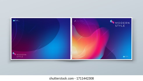 Dark Horizontal Liquid Abstract Cover Background Design. Landscape Fluid Dynamic Element for Modern Brochure, Banner, Poster, Flyer or Presentation Template with Line Pattern.