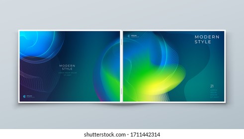 Dark Horizontal Liquid Abstract Cover Background Design. Landscape Fluid Dynamic Element for Modern Brochure, Banner, Poster, Flyer or Presentation Template with Line Pattern.
