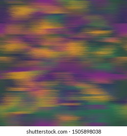 Dark Horizontal stripe ikat design in purple, green, and gold. Blurry geometric design.  Gradient, ombre, blur, soft.  Great for home decor, fashion, stationary.  Generative Art.