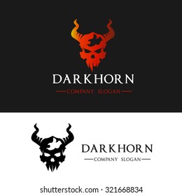 Dark Horn,Skull Logo,Rock Logo,Dark Logo,Tattoo,Vector Logo Template