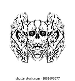 Dark Horror Mecha Satan Illustration