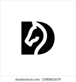 Dark Horse. Initial Letter D horse logo design vector illustration.