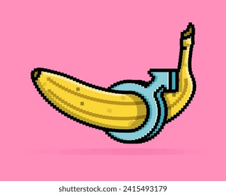 dark humor illustration of unpeel bananas passing through the blue arrow male gender sign circle. Can be used for stickers, toy, valentine, dating, invitation, T shirt, clothing, merchandise