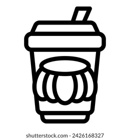 Dark iced latte icon outline vector. Pumpkin latte. Recipe food spice