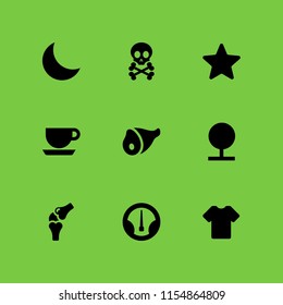 dark icon. 9 dark set with forest, moon, meat and speed vector icons for web and mobile app
