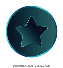 Dark icon circle with a star sign matte metal with a shiny frame