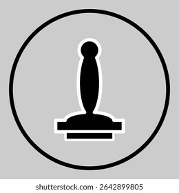 Dark icon of round stamp used for certification and office work.