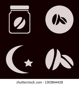dark icon set with coffee beans, islam symbol and coffee jar vector illustration