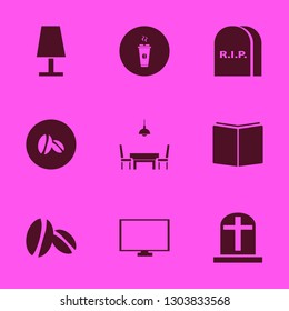 dark icon set with graves, grave and open book vector illustration