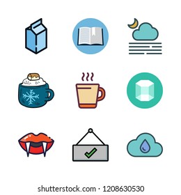 dark icon set. vector set about moon, open, rain and vampire icons set.