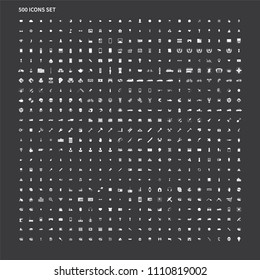 Dark icon theme. large set of quality vector icons on various topics. Transport, communication, travel, graphic design and computer technology. Bold style of icons.
