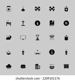 dark icon. dark vector icons set coffee jar, coffee cup heart, beer glass and nightstand