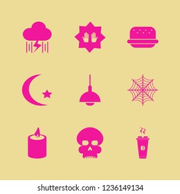 dark icon. dark vector icons set prayer hands, burger, skull and chandelier