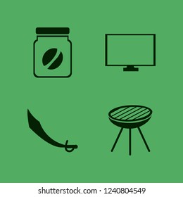 dark icon. dark vector icons set saber, coffee jar, monitor and grill