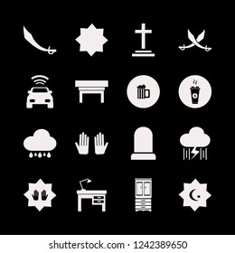 dark icon. dark vector icons set grave, nightstand, islamic star and rain