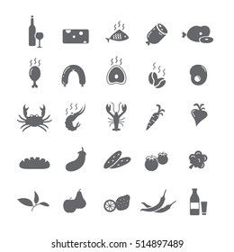Dark icons with food