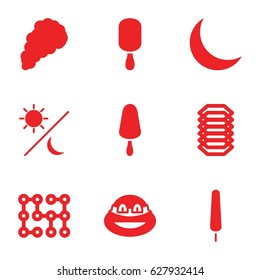 Dark icons set. set of 9 dark filled icons such as ninja, ice cream on stick, crescent, smoke, electric circuit