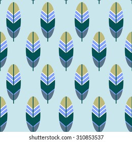 dark Indian ethnic seamless  pattern with feathers