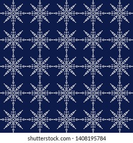 Dark indigo blue and white seamless pattern design for fabric, porcelain surface or background, vector illustration.