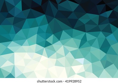Dark indigo low polygon abstract background, broken cyan glass triangular wallpaper, light blue geometric technology banner, white shiny crystal pattern design.