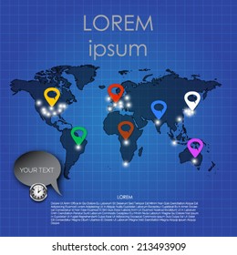 Dark info map with icons 