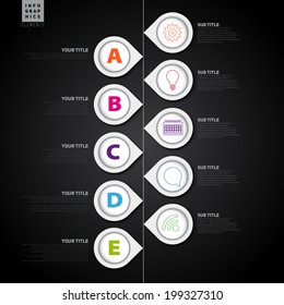 Dark Infographic template with pointers and icons - vector illustration