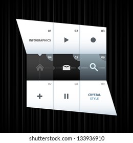 Dark infographics template. Useful icons for web. Original shape design.