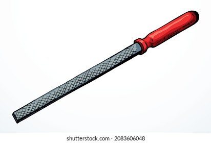 Dark ink pen drawn home round sharp knif blade neat screw kit box set object flat logo emblem retro art doodle engrave print web style. Close up view light white paper finish board text space backdrop