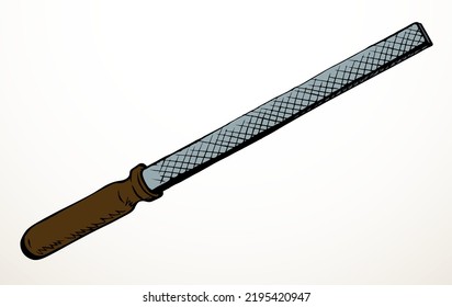 Dark ink pen drawn home round sharp knif blade neat screw kit box set object flat logo emblem retro art doodle engrave print web style. Close up view light white paper finish board text space backdrop