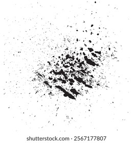 Dark ink splatter and blot illustration isolated on white watercolor background with artistic brush stroke drop gray spot stain and abstract splash for design and creative art projects