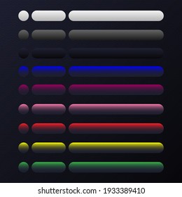 Dark interface button icon set in flat style. Easy editable vector isolated illustration. 