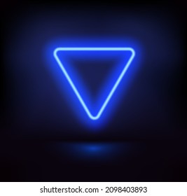 Dark interior with vibrant glue neon triangle shape