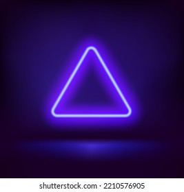 Dark interior with violet neon triangle shape. Vector illustration