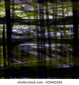 Dark intersecting stripes on a light green background. Diagonal, horizontal and vertical. Grunge plaid pattern. Seamless texture
