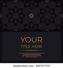 Dark invitation card design with abstract vintage ornament. 