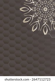Dunkelislamischer Hintergrund mit elegantem Mandala-Ornament und sechseckigen Mustern