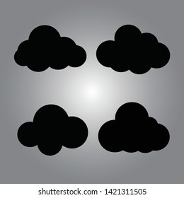
Dark isolated clouds on a gray background. Set. Gradient. Weather forecast. Vector