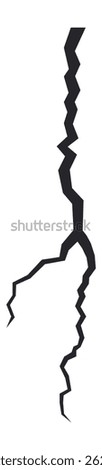 Dark, jagged line representing a crack extending across a white surface, dividing the area into two distinct parts, symbolizing themes of brokenness and separation