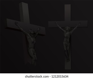 Dark Jesus on the Cross. Vector 3D Rendering