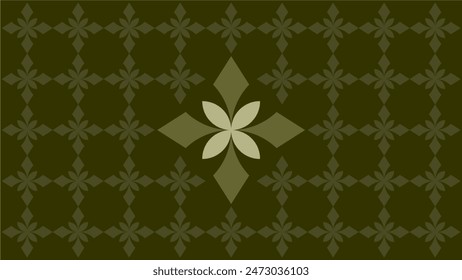 Dark khaki green classi batik pattern. Oriental vector illustration for silk printing, invitation, poster, banner, and wallpaper background.