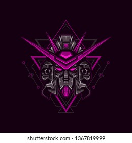 Dark Knight Robot Illustration for merchandise or apparel design