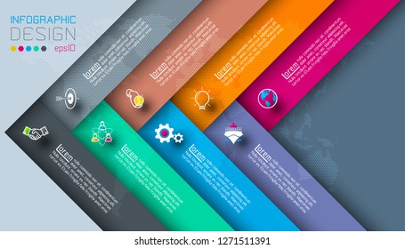 Dark labels with business icon infographics.