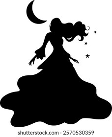 Dark lady gothic silhouette moon